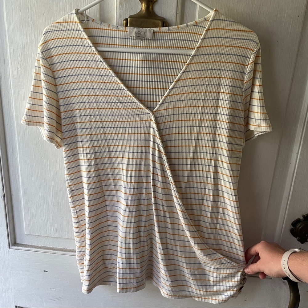 Loft Ribbed Stripe Tee - Picture 1 of 6